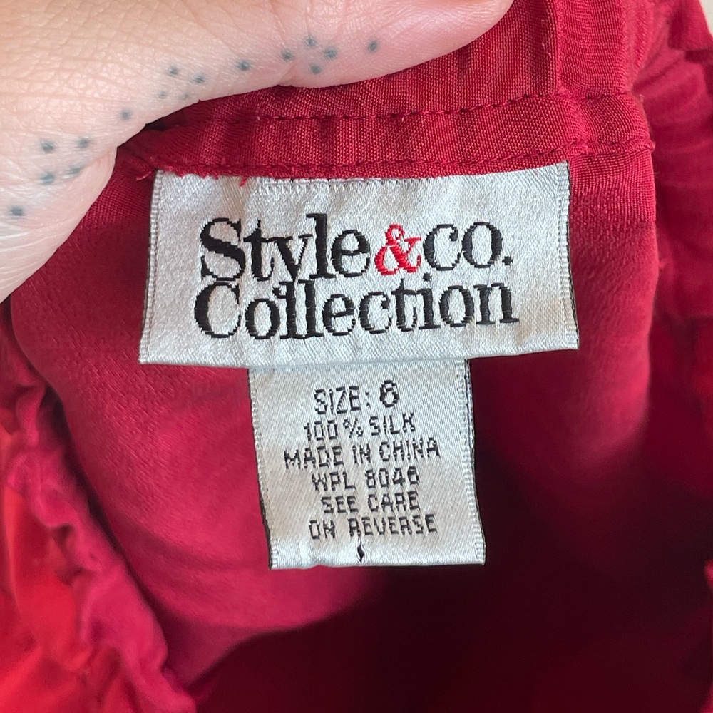 Red 100% Silk Drawstring Pants - image 2